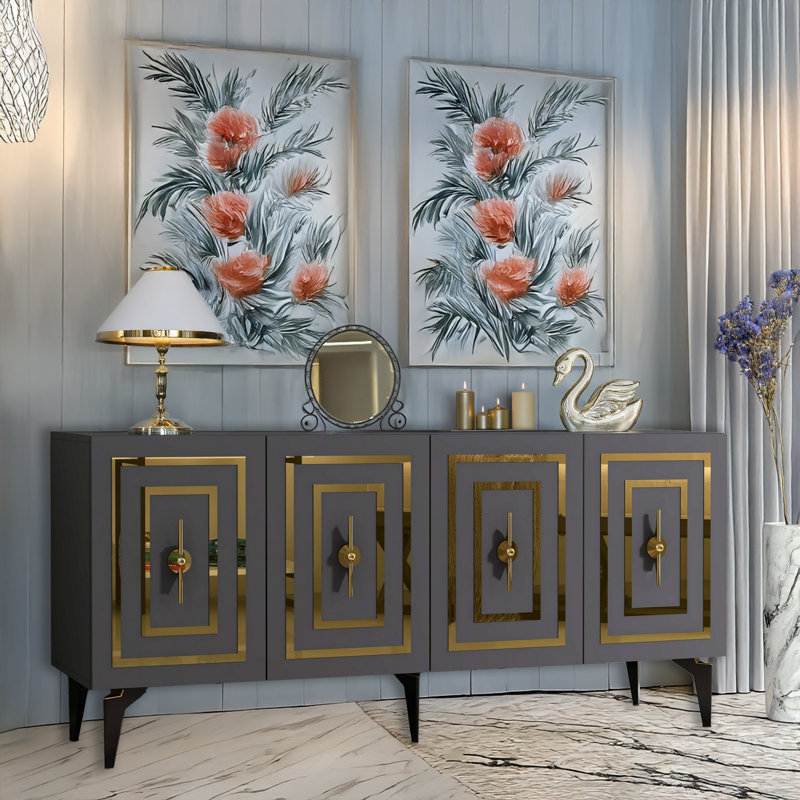 59'' Wide Multipurpose Console With Reflective Stripe, Anthracite