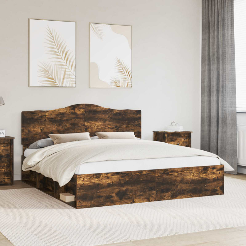 Solid Wood Bed, Smoked Oak, Super King (6')