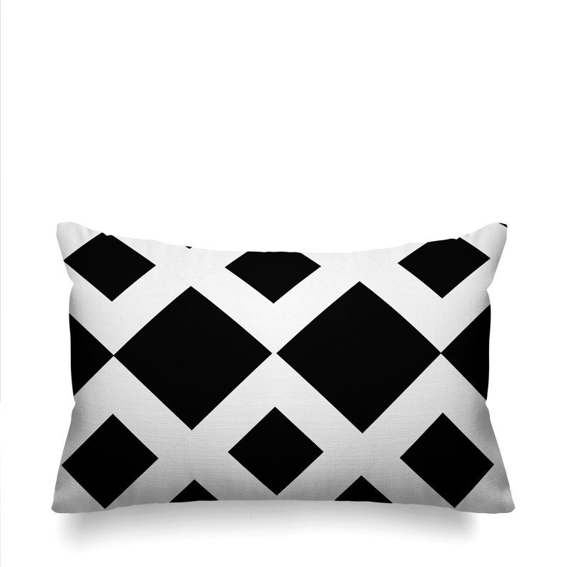 Coussin décoratif intérieur / extérieur Farrell, 14" x 20", Géométrique jaune 1, Rectangle