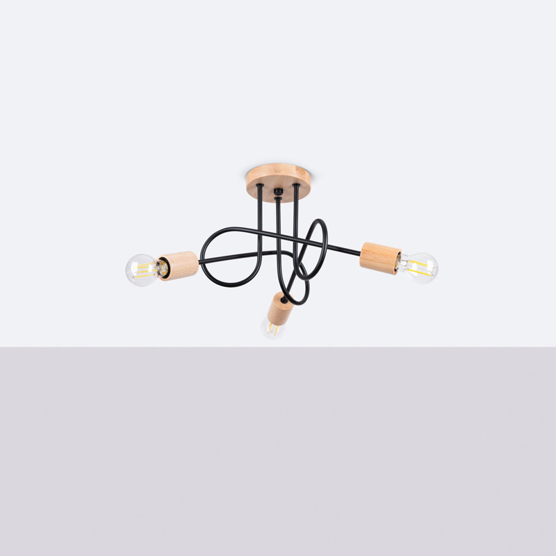 Chandelier, 26cm H x 56cm W x 14cm D, Black, 3 Lights