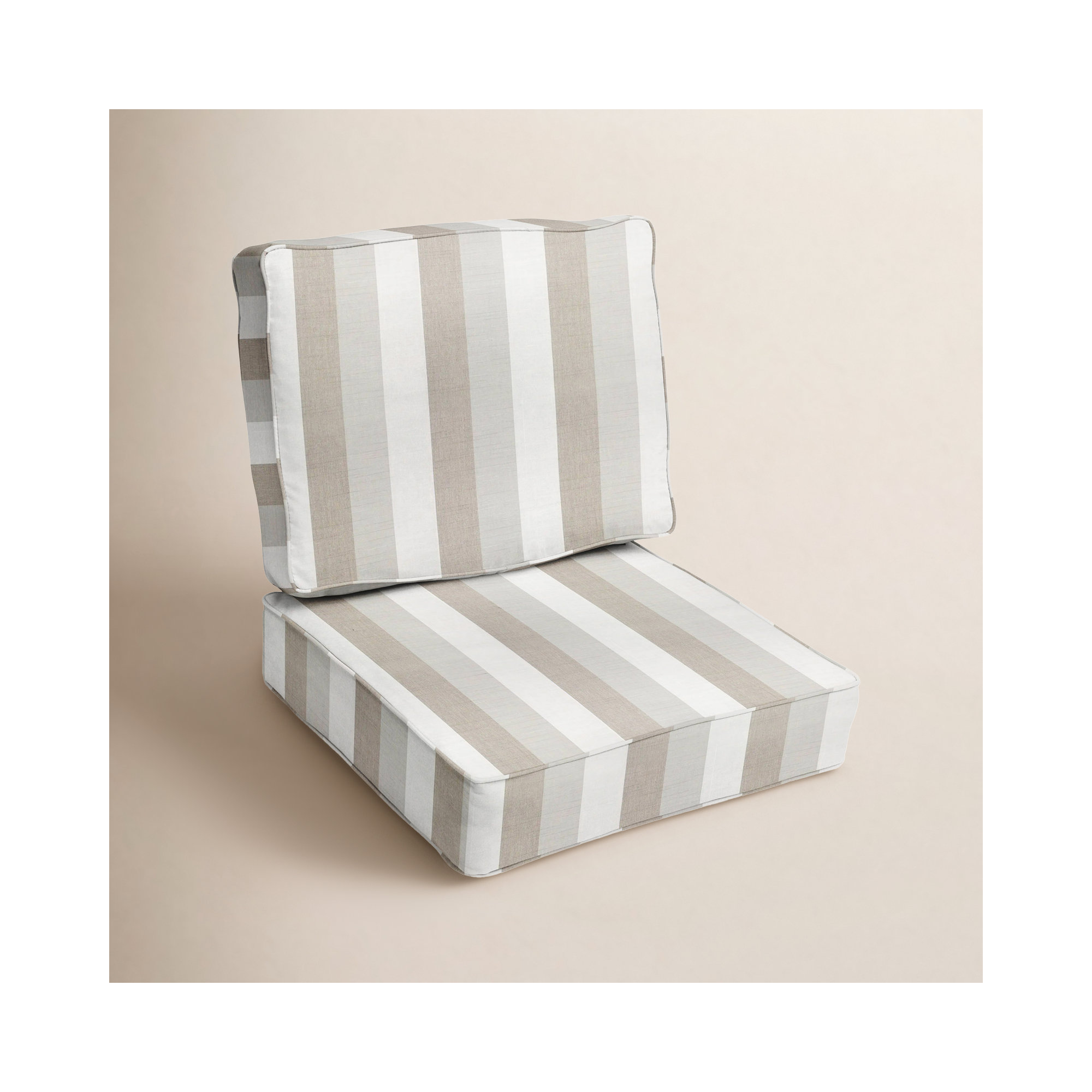 Outdoor Sunbrella Seat/Back Cushion, Direction Linen Stripe Sunbrella®, 27" W x 29" D