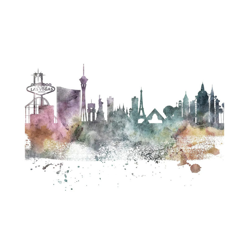 Las Vegas Pastel Skylines 1 Piece Wrapped Canvas Wall Art, 30.48cm H x 45.72cm W