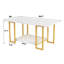 Table basse en marbre, table basse rectangulaire en faux marbre avec structure en métal, table de salon à 2 niveaux pour salon, bureau, balcon, 40 pouces-2061963967