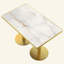 Table de salle à manger Tulipe de 47,24 pouces, plateau en pierre frittée avec impression luxueuse imitation marbre, base en acier inoxydable, surface résistante aux égratignures et à l'usure, imperméable, convient aux restaurants aménagés.-381087786