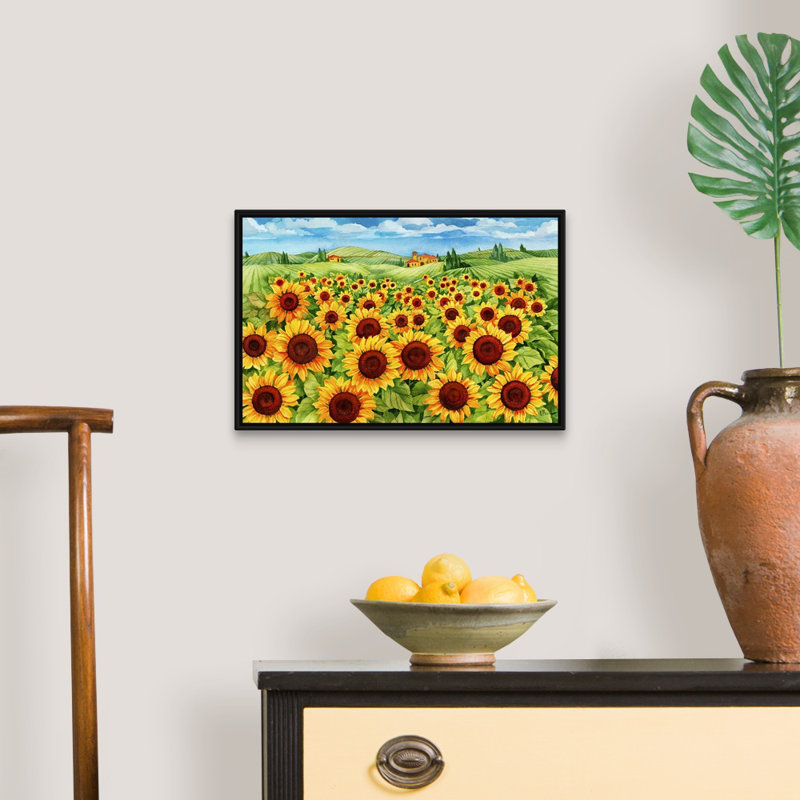 Art mural toile de tournesol, Cadre noir, H 18 po x l 12 po x P 1,75 po