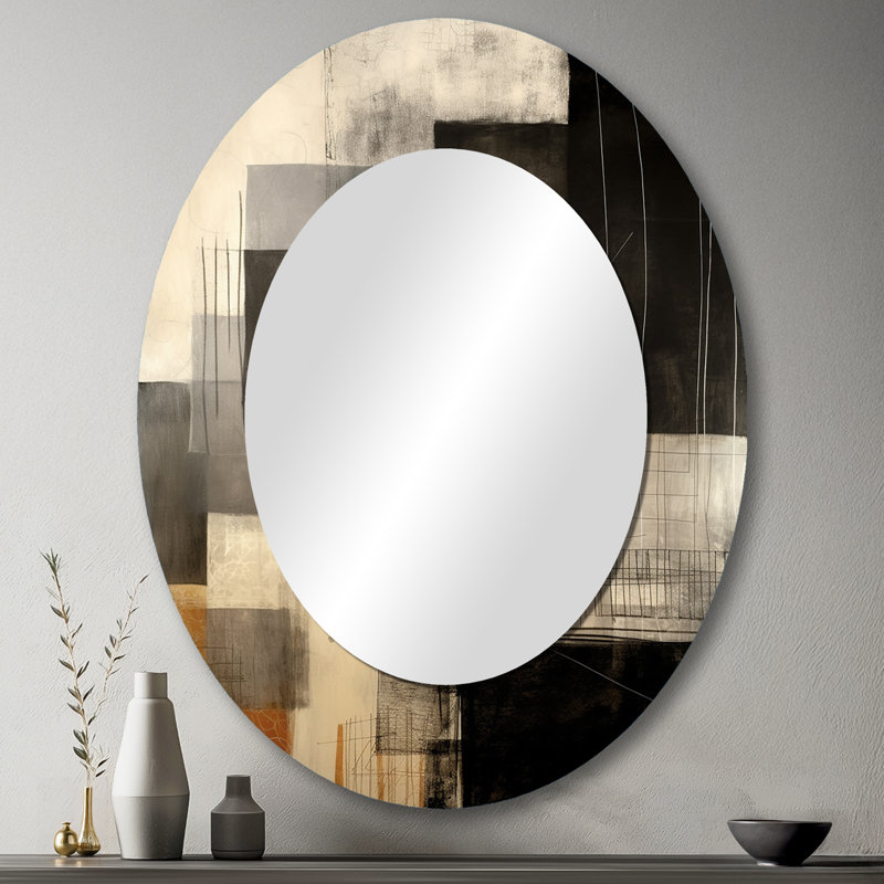 Miroir mural noir Mid Century Fusion II - Beige Mid-Century, 43 po x 33 po
