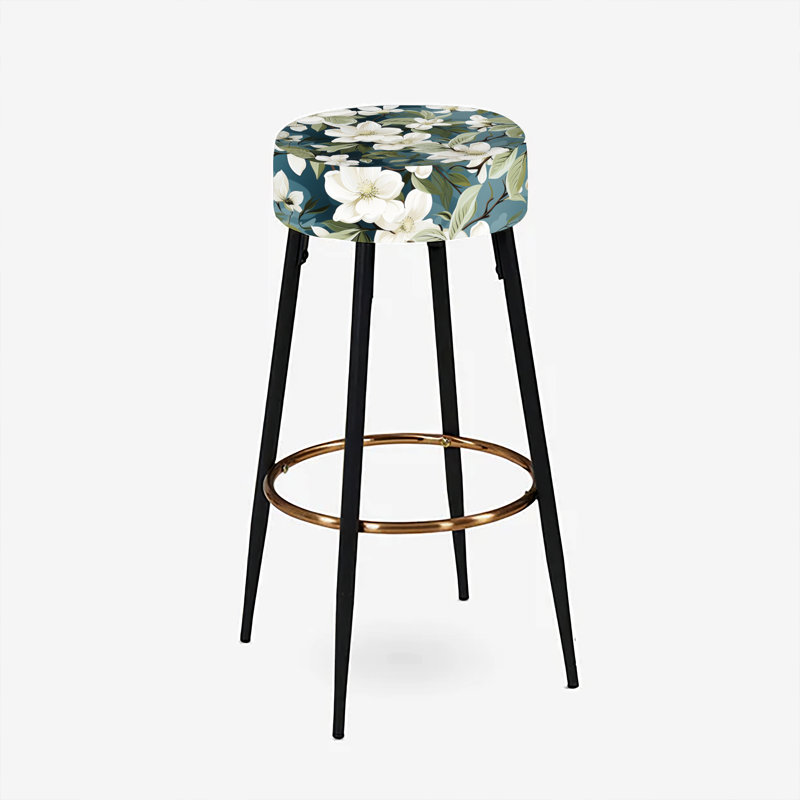 Ensemble de 2 tabourets de bar à fleurs grises et blanches Orchid