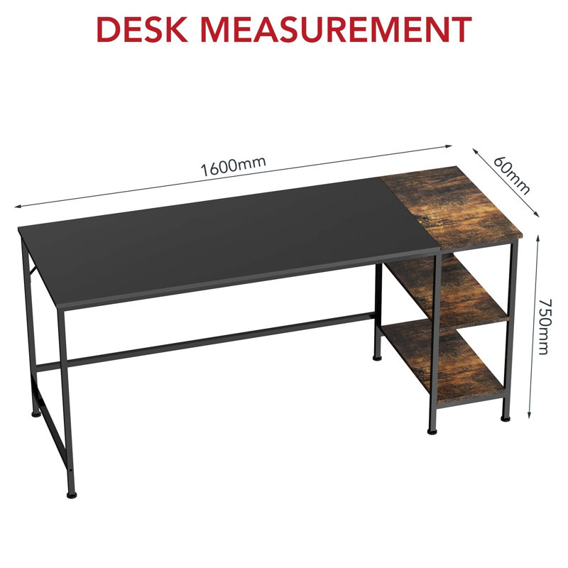 Ardrie Metal Base Writing Desk, 75cm H x 120cm W x 60cm D