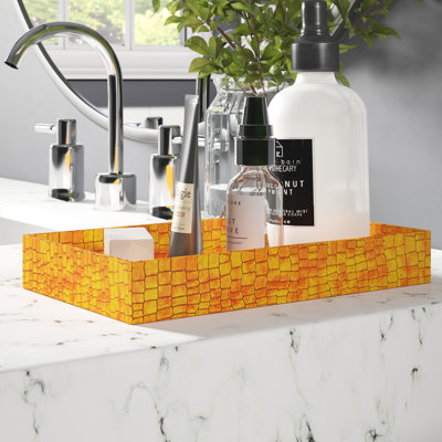 Honey Comb Leather Bathroom Tray – Textured Vanity Organizer for Countertops