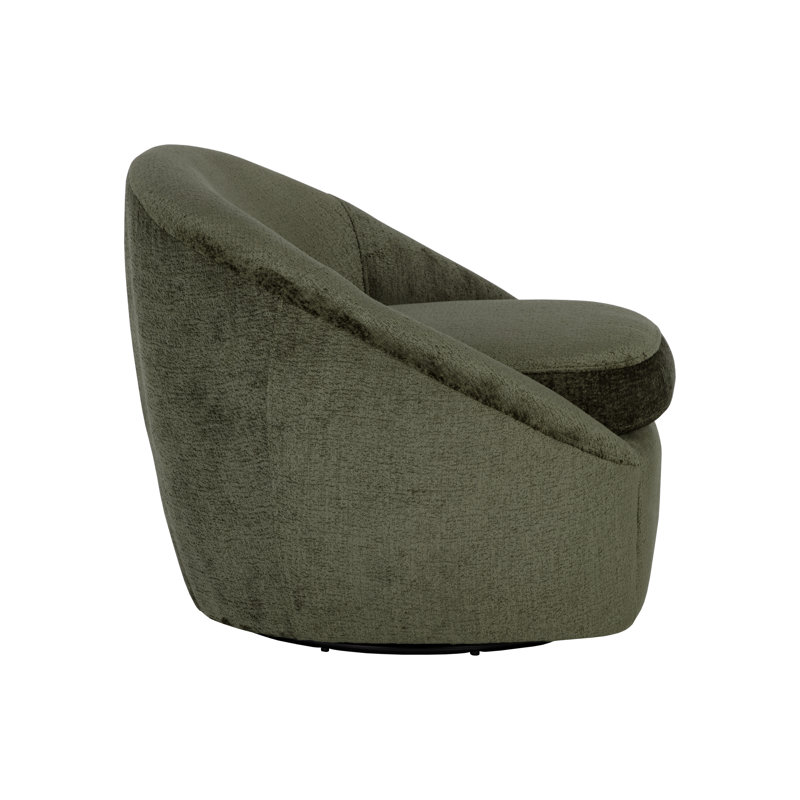 Swivel Tufted Chair, Green Polyester