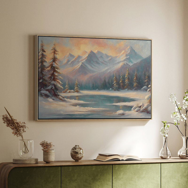 Paysage rétro - CL XXXII, Toile avec cadre flottant noir, H 27 po x l 41 po x P 2 po