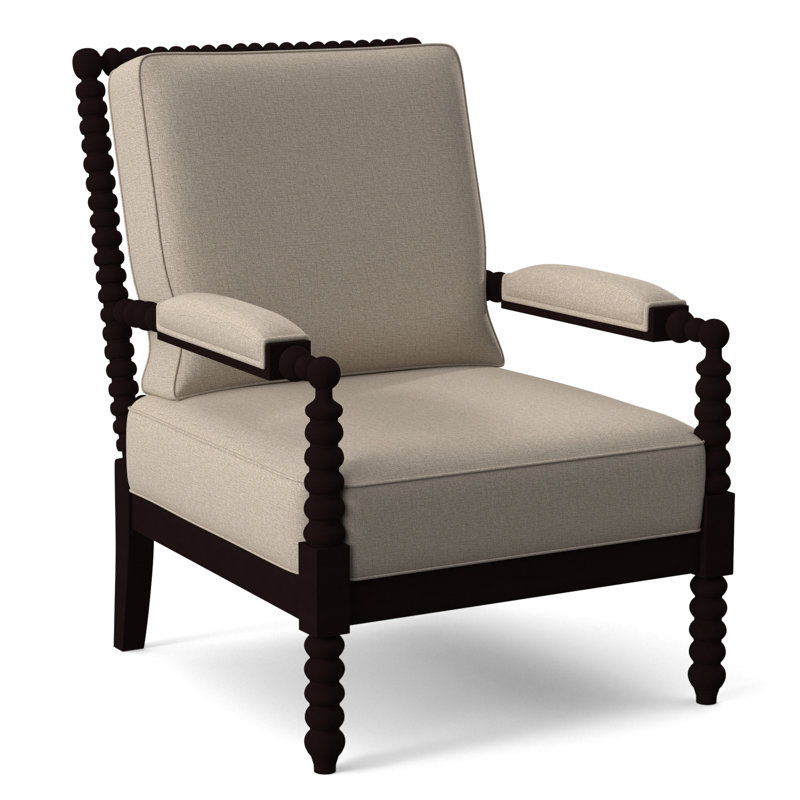 Lind Island 29" Wide Lounge Chair, Sunbrella Beige Pinstripe; 6205-74, Java Finish