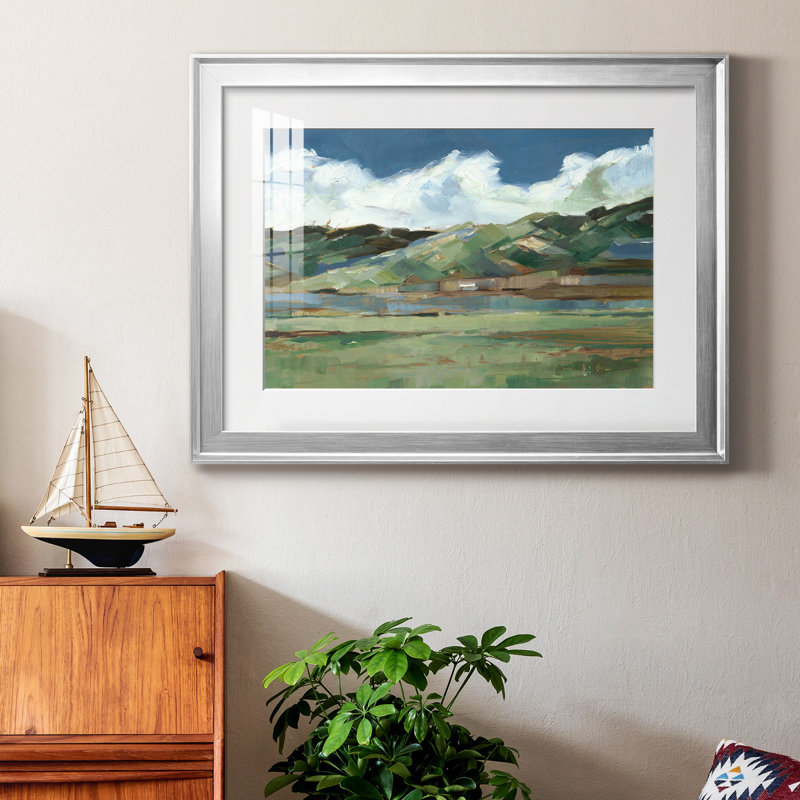 Western Sky I - peinture encadrée, Argent, H 26,5 po x l 36,5 po x P 1 po, Blanc