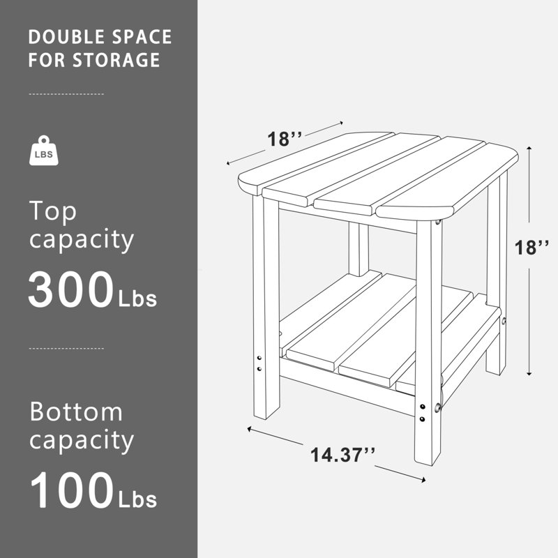 Oval Double Adirondack Side Table,Patio Table, Black