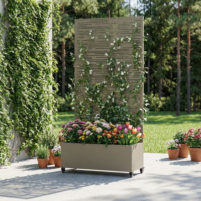 Boîte à fleurs en métal avec treillis et roues Treytin 