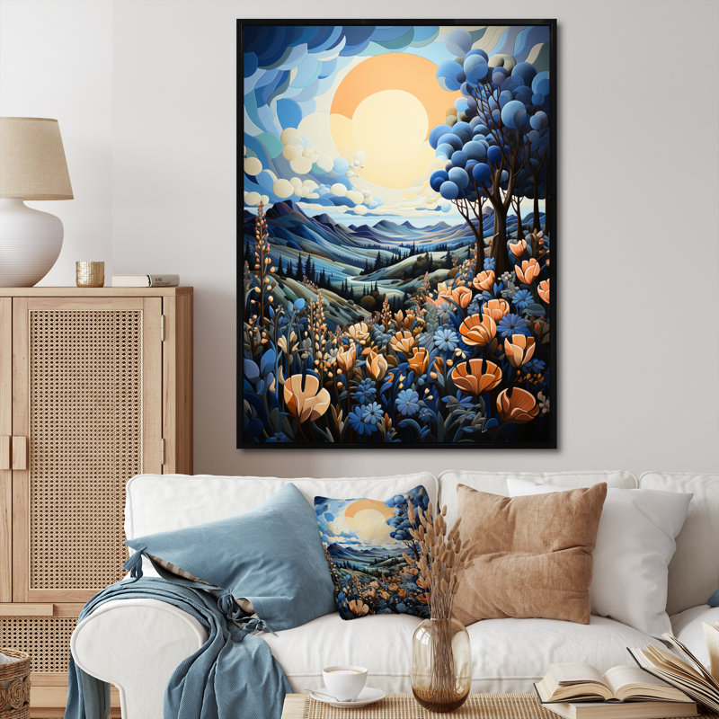 Bluebonnets Flower Blissful V - imprimé, H 20 po x l 12 po x P 1 po, Cadre flottant noir