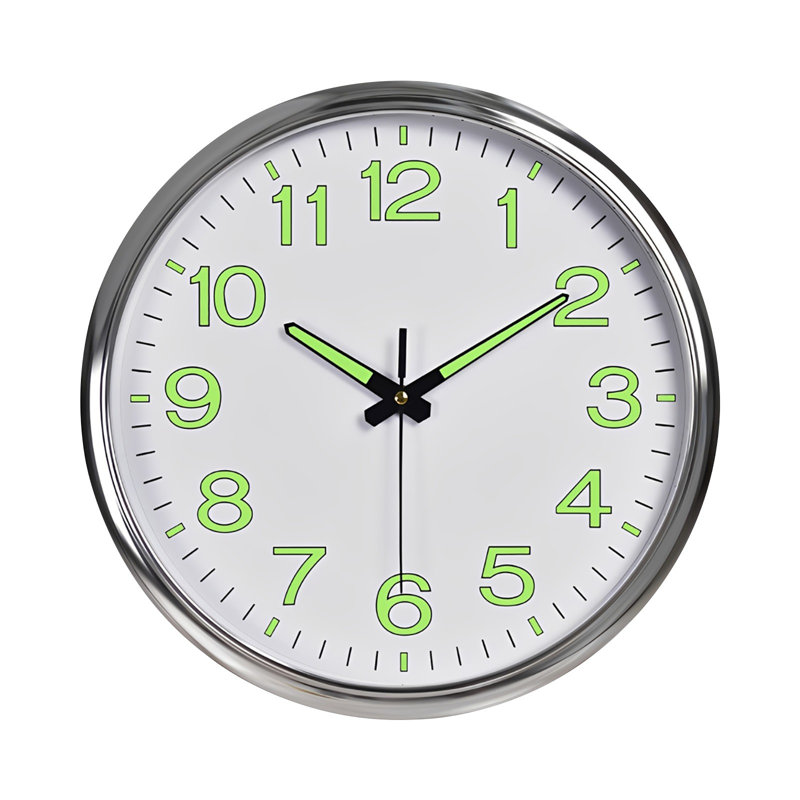 Horloge murale 12 po, Silver/White