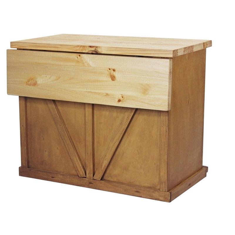 Broom Solid Wood Kitchen Island, Rustic Yellow