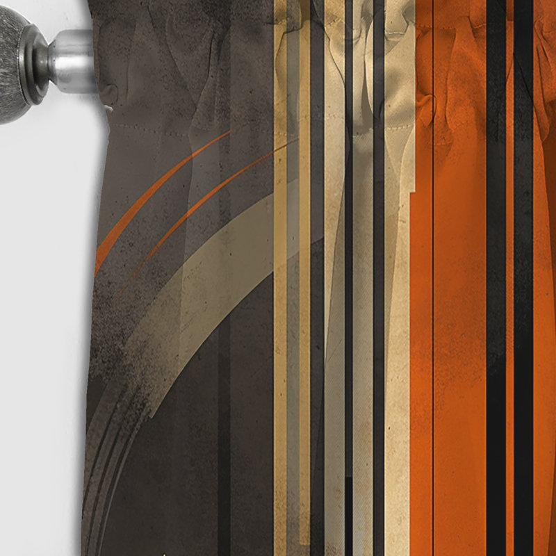 Vecteurs orange et gris I - Rideau à formes abstraites - Rideau abstrait occultant - 1 panneau, L 52 po x L 84 po