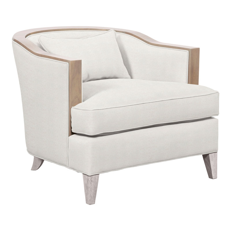 Thom Filicia Home Upholstered Barrel Chair, Dove Gray, Nadia Parchment Polyester
