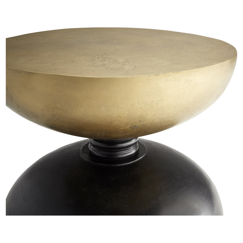 Perpetual Noir and Gold 18'' Contemporary Round Drum End Table