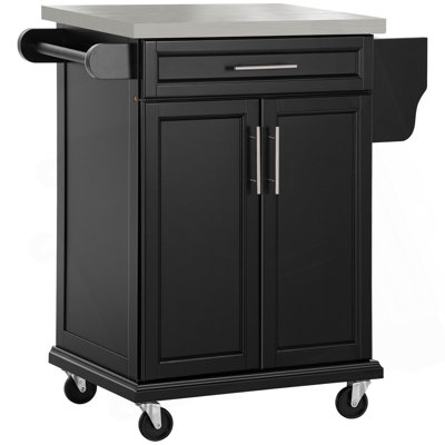 Kitchen Island On Wheels With Stainless Steel Countertop, Drawer, Towel Rack, And Spice Rack For Enhanced Utility And Mobility
