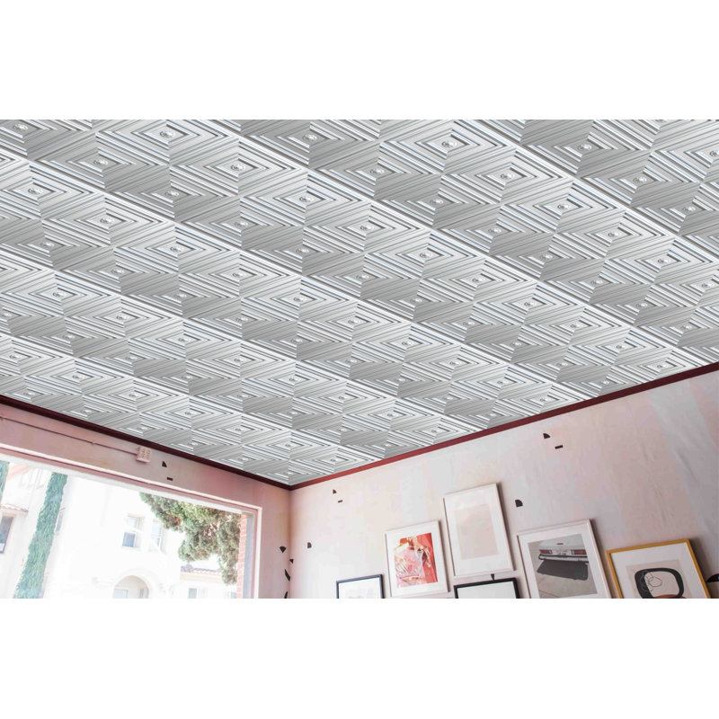 Carreau de plafond en PVC 2 pi x 2 pi Falkirk Perth, Argent