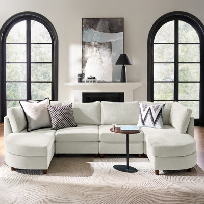 Johannes 251.46cm 6-Seater Chenille Corner Sofa with Under-Seat Storage