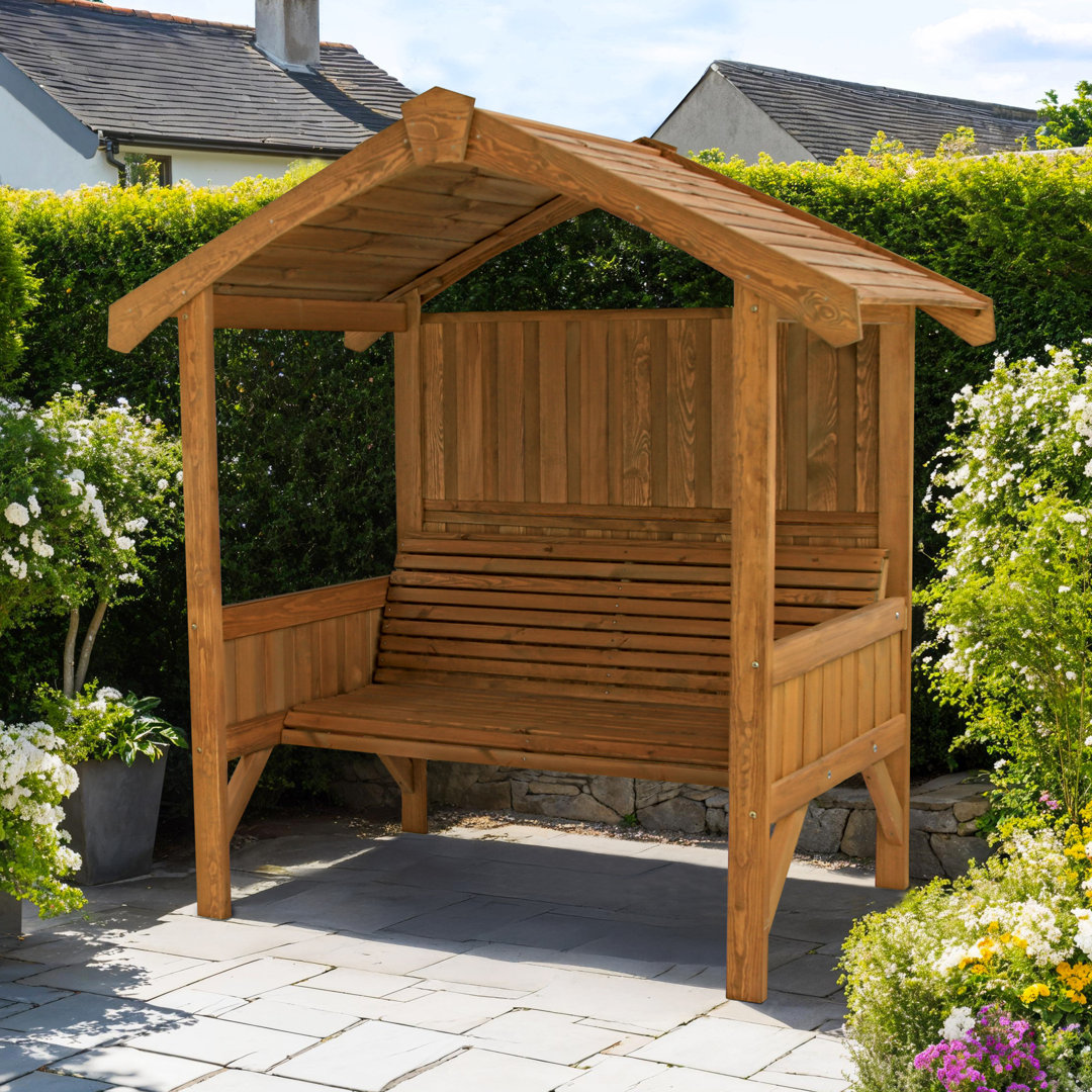 204cm W x 120cm D Solid Wood Arbour in Brown