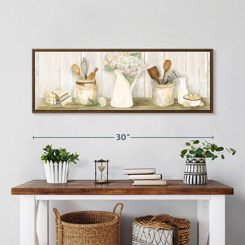 Panneau de cuisine rétro, 31 po x 11 po, Cadre flottant noyer
