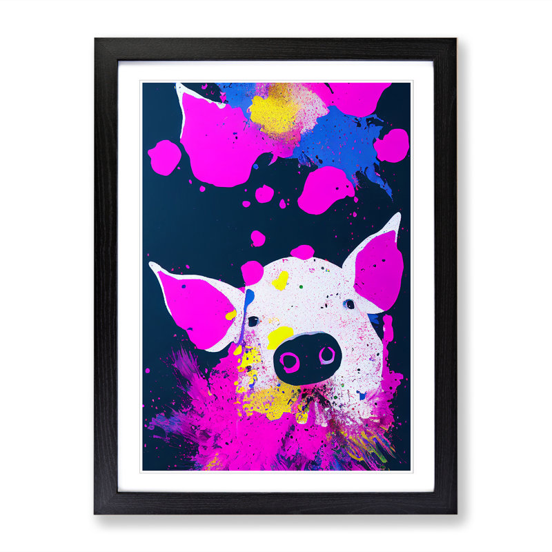 FRM-V0523-1842X Pig Paint Splatter Style - Picture Frame Print