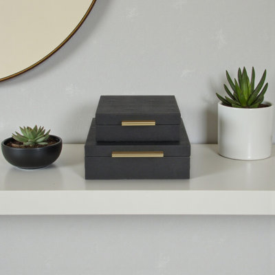 Rebeka 2 Piece Faux Leather Decorative Box Set