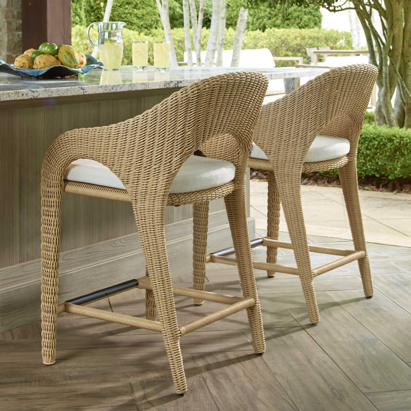 Uttermost Kavali Outdoor Wicker Counter Stool, 23.75"