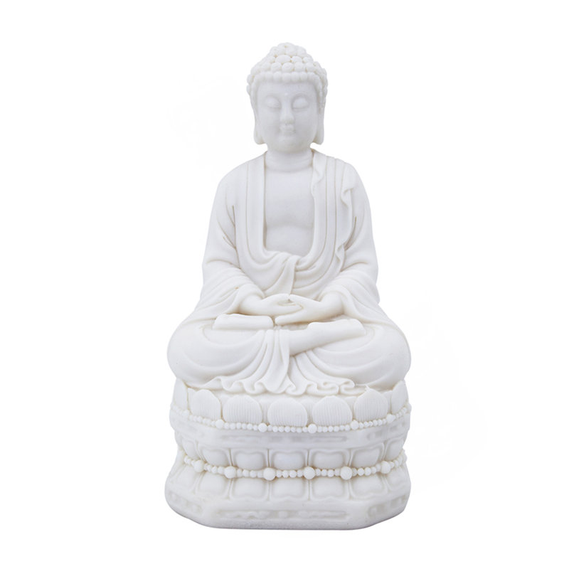 5.5X4.7X11.8" White Sitting Buddha Figure