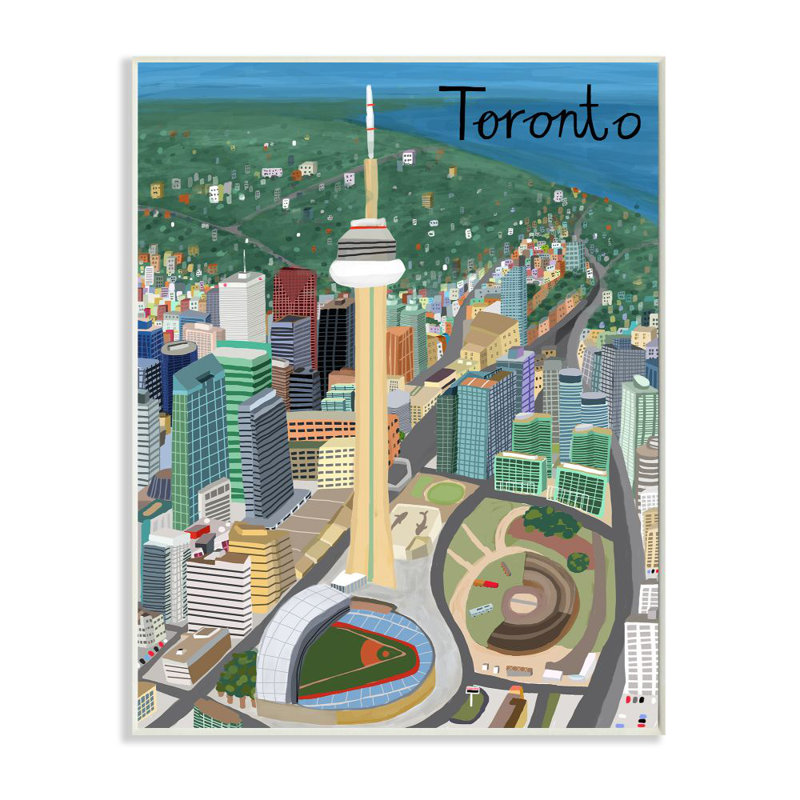 «Toronto City Skyline Colorful Landmark» par Carla Daly - impression d'art graphique, H 15 po x l 10 po x P 0,5 po