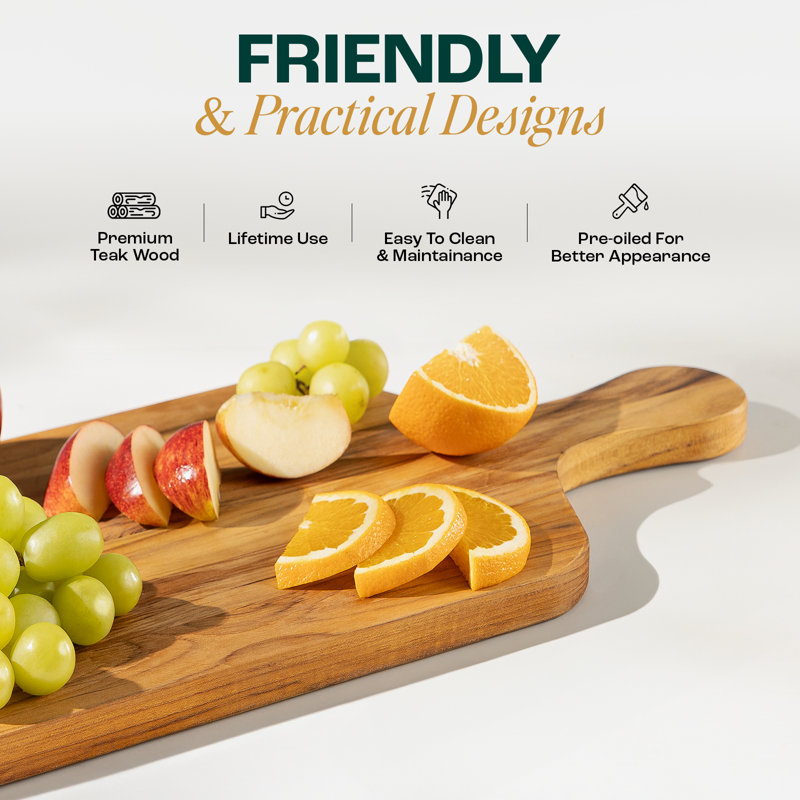 Anders Teak Wood Serving Tray with Handle