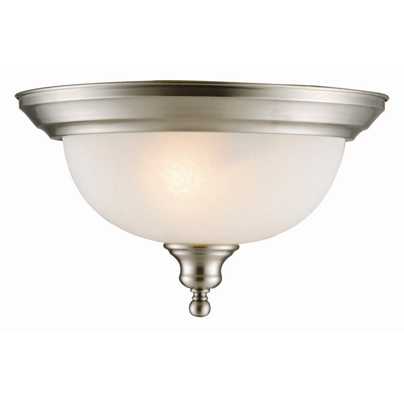 Faysal Glass Flush Mount, Satin Nickel, Alabaster