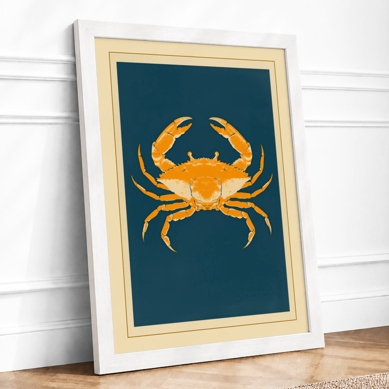Golden Crab Geometric - Framed Print, A2 - 59.4 x 42.0 cm, White