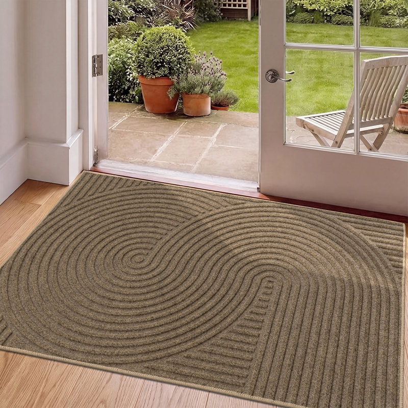 Tapis de porte texturé antidérapant pour intérieur/extérieur, Beige