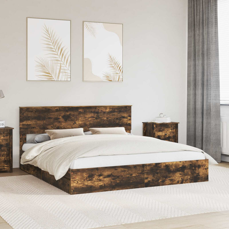 Bed Frame, Super King (6'), Smoked Oak