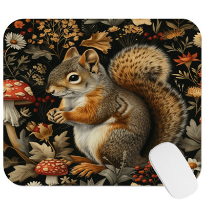 Animals William Morris Squirrel IV Cottage Gaming Cute Office Laptop Desk Pad Gift Mat Square Rectangle Non-Slip Mousepad