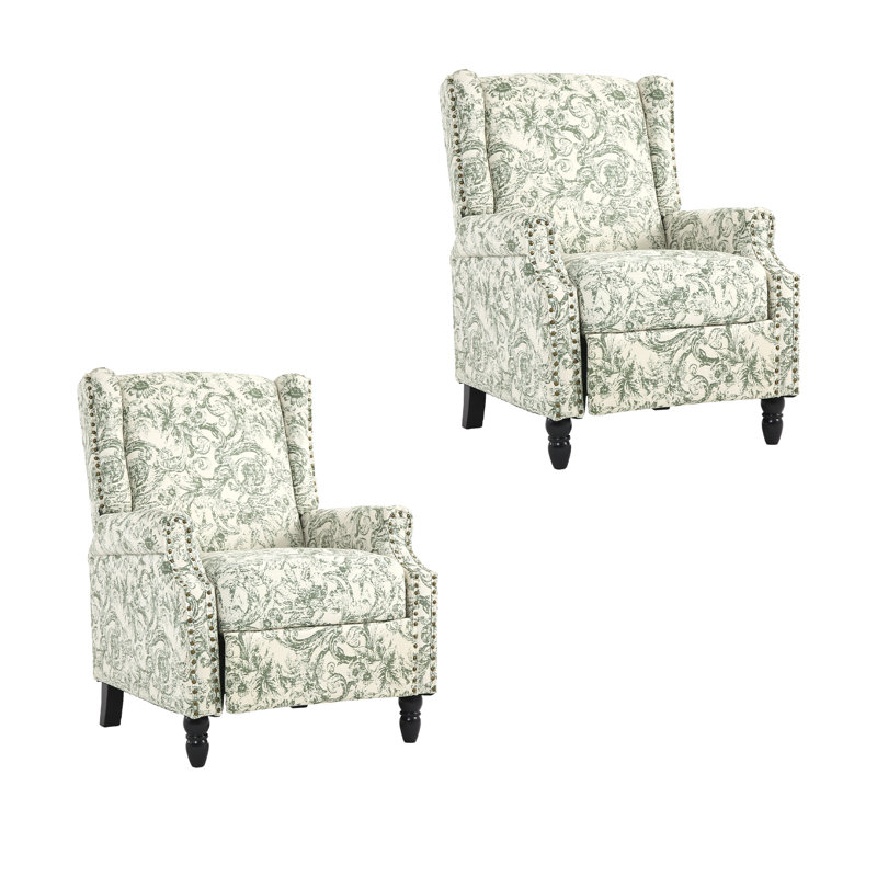 Manual Standard Push Back Recliner, Green Rococo