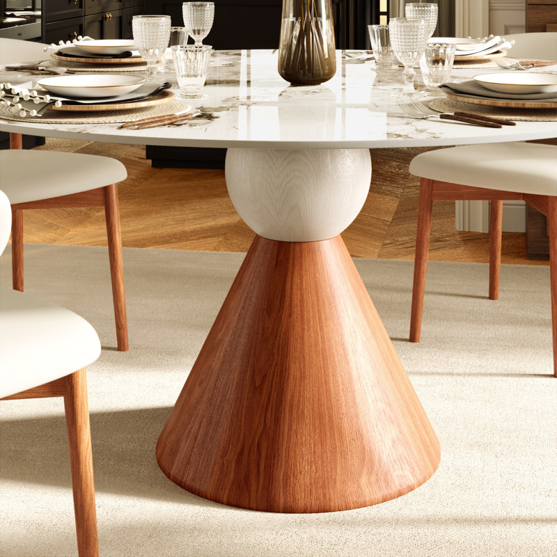 Ensemble de table et de chaises de salle à manger en pierre frittée de style bistro pour 2 à 8 personnes., Ambre, 5