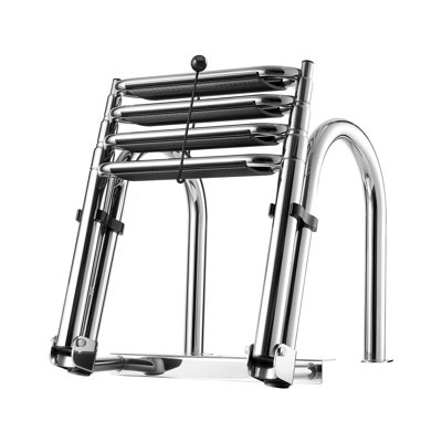 4-Step Telescoping Boat Ladder, 600lbs Capacity 304 Stainless Steel Folding Dock Ladder for Swimming and Diving