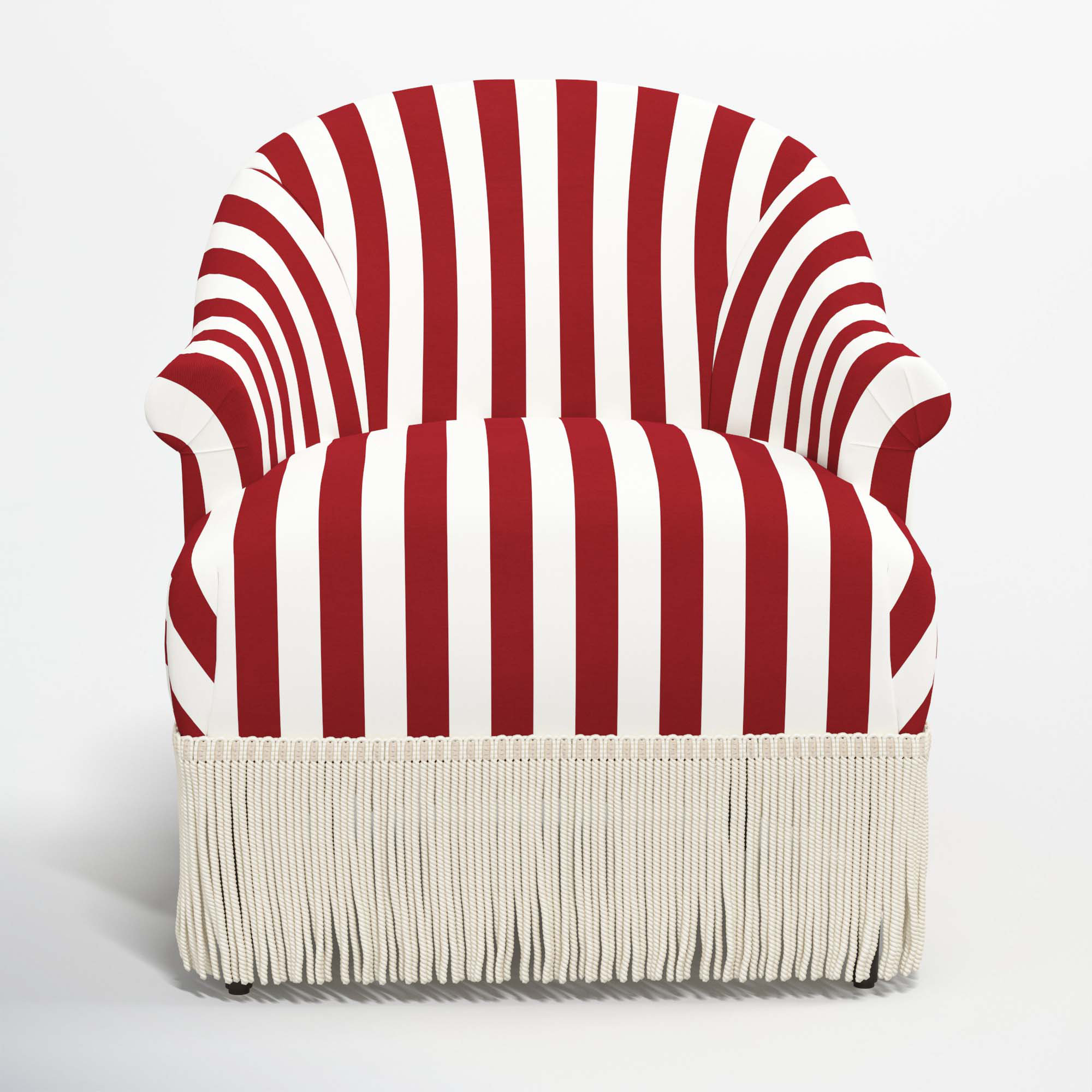Callie Barrel Chair, Canopy Stripe Red, Ivory