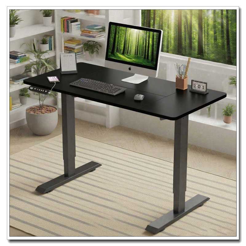 Bureau électrique à hauteur réglable, H 24 po x l 55 po x P 24 po, Noir / Noir