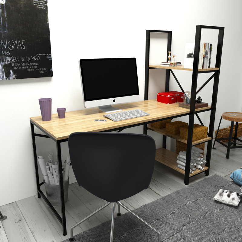 Phan Computer Desk with Bookshelves, Oak