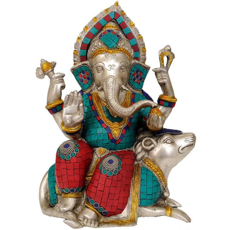 Lord Ganesha assis sur Musaka (Rat)