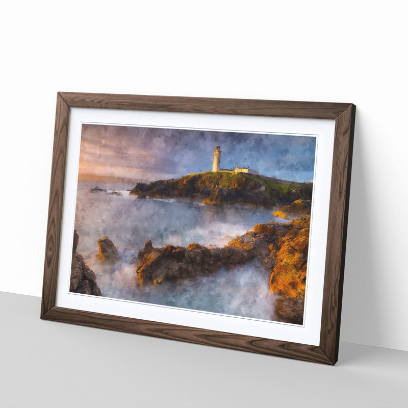 Fanad Head Lighthouse in Ireland - Picture Frame Graphic Art Print, 33cm H x 45cm W x 2cm D, Walnut Framed