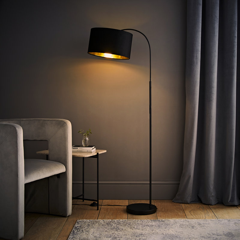 Adoria 150cm Traditional Floor Lamp, Gloss, Yes, Black/Chrome